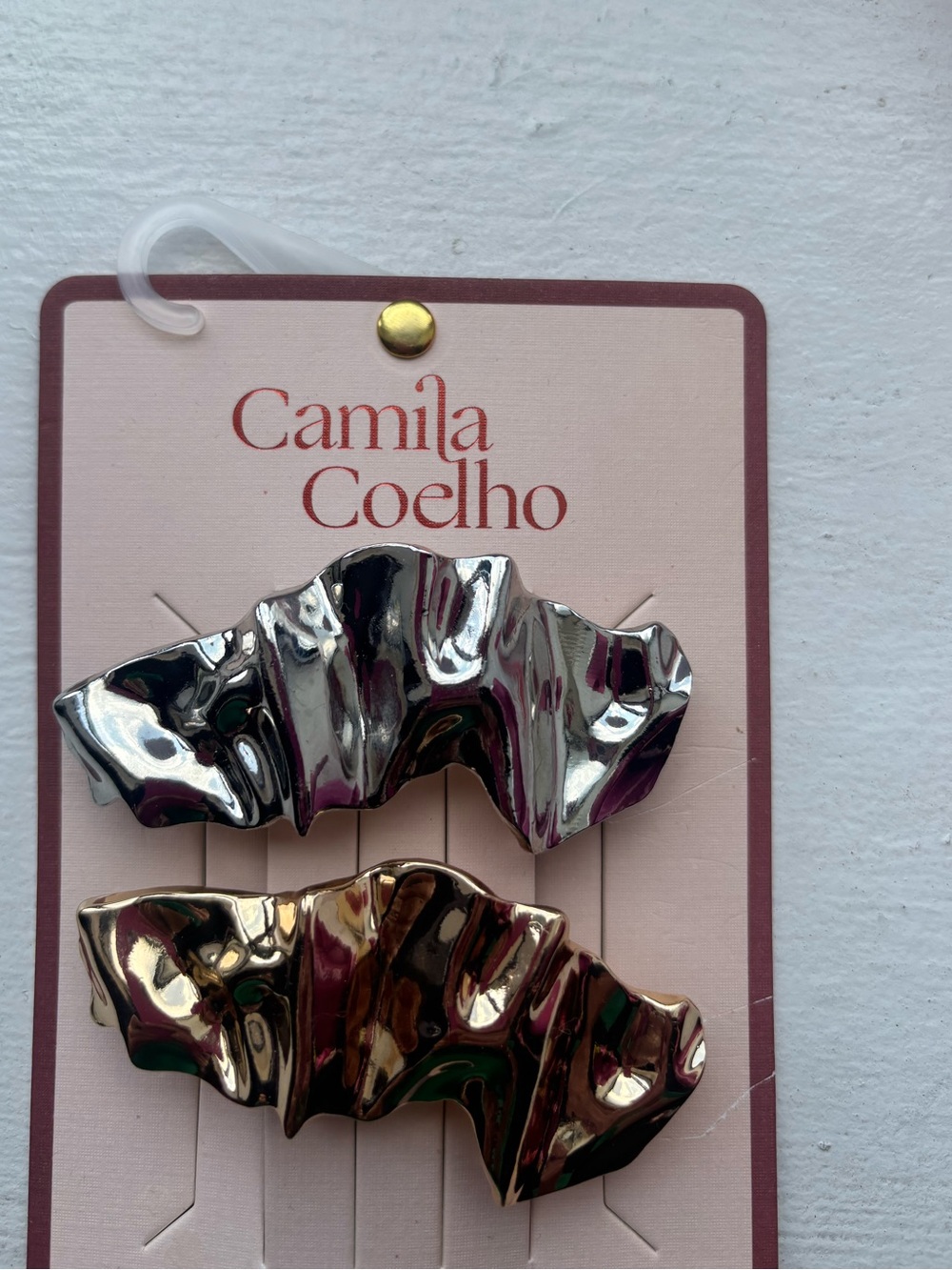 Camila Coelho Metallic Sculpted Hair Clips — Silver & Rose Gold Tones